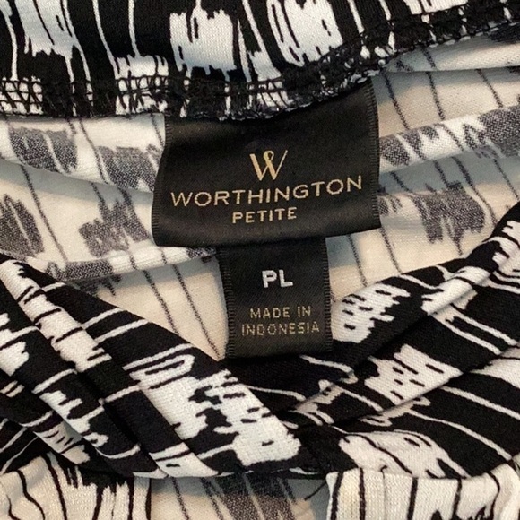 Worthington Top Size PL Black White Print Sleeveless - Picture 6 of 7
